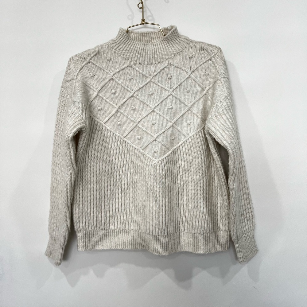 TRUTH By Republic Knit Sweater Size Small Mock Neck Cozy Comfy Ivory Cream